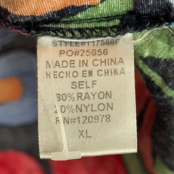 Entro Womens Floral Top XL Multicolor Feminine Blue Ruffle Blouse‎ Brunch Office - Picture 7 of 10